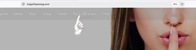 Website navigation showing the "My Collection" tab where you can access your purchased Magnifique Magazine issues at any time.