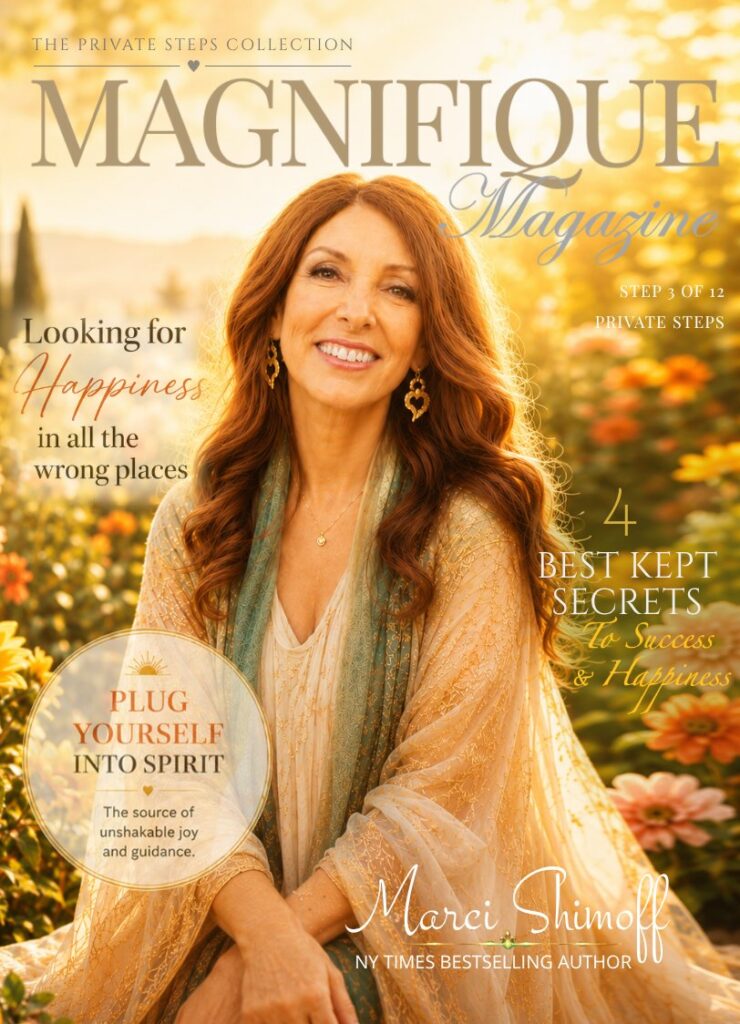 Magnifique Magazine Step Three Happiness Law of Attraction cover featuring Marci Shimoff