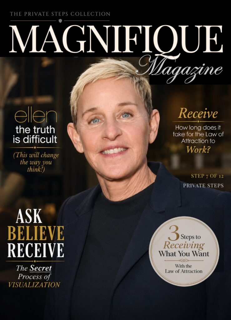 Magnifique Magazine Step Seven Law of Attraction cover featuring Ellen DeGeneres