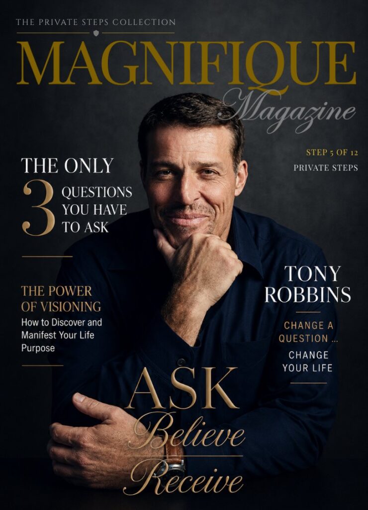 Magnifique Magazine Step Five Law of Attraction cover featuring Tony Robbins